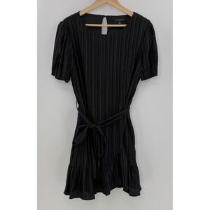 NWT City Studio‎ Black Pleated Ruffle Hem Tie Waist Lined Dress XL Event Classic